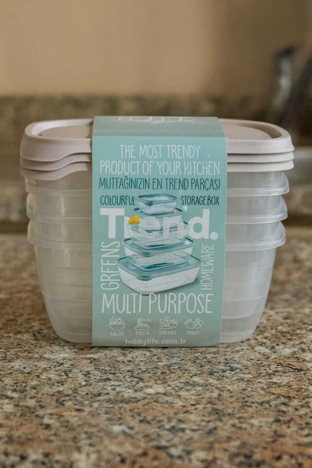 5'li Trend Saklama Kabı Seti - 0.25 Litre Mini Boy Pratik Kapaklı Kutular