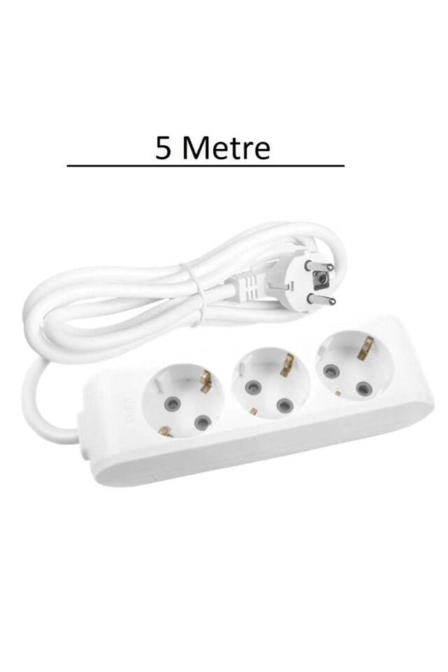 3 Lü Topraklı Uzatma Kablosu Grup Priz 5 Metre