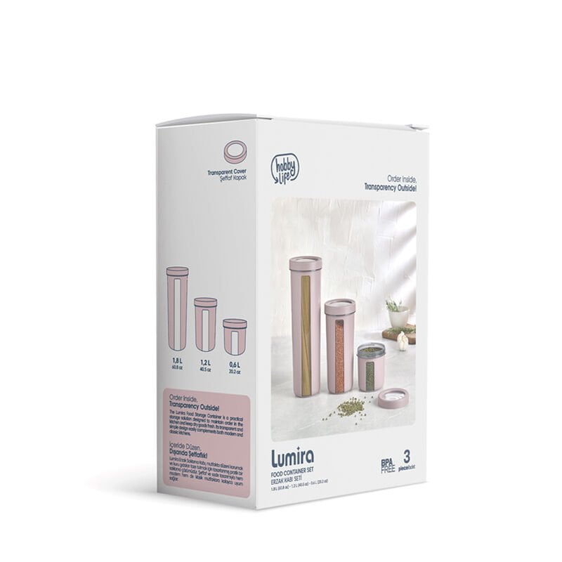 Lumira Erzak Saklama Kabı Seti (0.6 L + 1.2 L + 1.8 L)